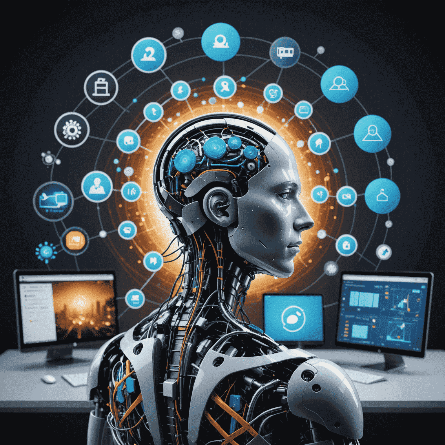 Imagen mostrando aplicaciones de IA en diferentes industrias y procesos de negocio